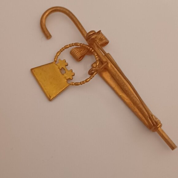 Vintage Petite Needlepoint Umbrella and Purse Pin - Picture 2 of 2